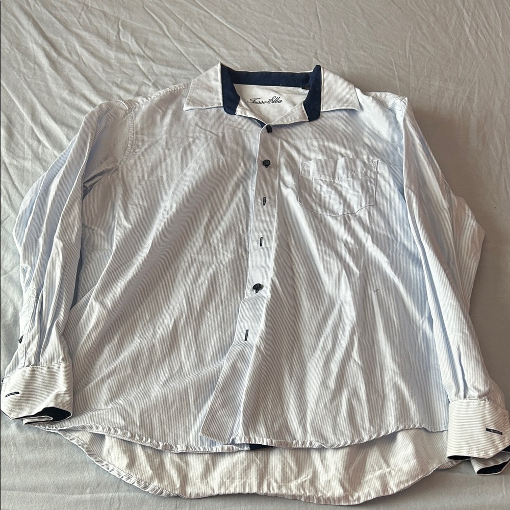 Tasso Elba  Light Blue and Navy Casual Shirt